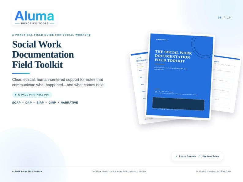 Social Work Documentation toolkit cover and product preview